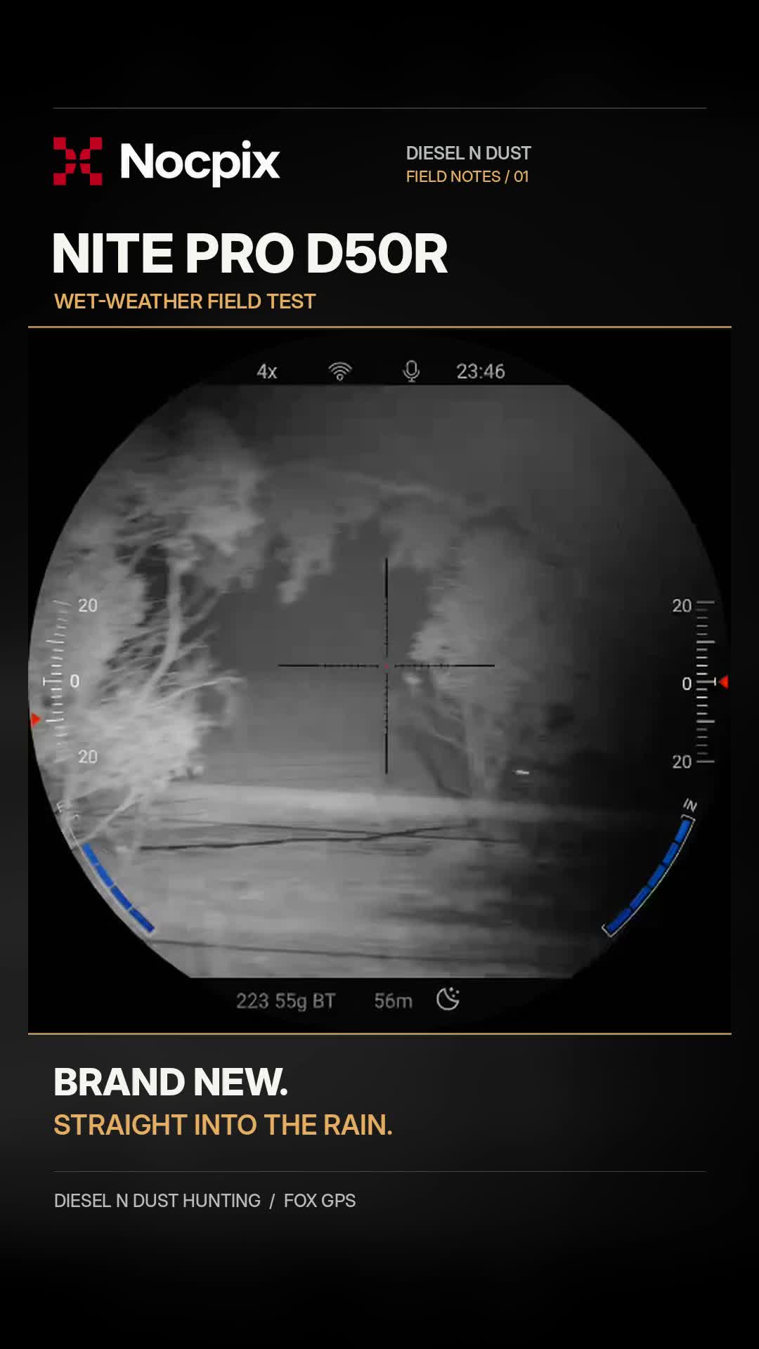 Nocpix NITE Pro D50R through-scope footage from Diesel n Dust Hunting’s rainy-night field session