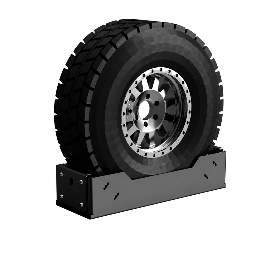 Adjustable spare tyre carrier for 32–37 inch tyres