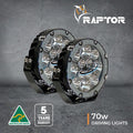 Raptor 70 LED 7" Driving Light – Combo – 4000K – Grey Rim – Includes Harness