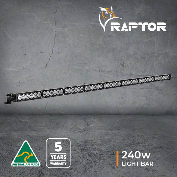 Raptor 240 LED 50" Roof Rack Light Bar – Spread – 4000K – Black Rim – 3M Lead